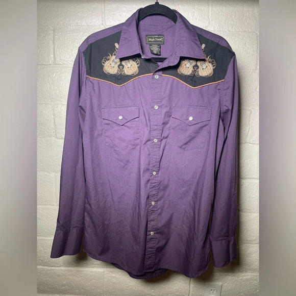 high noon Other - Vintage High Noon Western Pearl Snap Shirt Long Sleeve Purple Men's